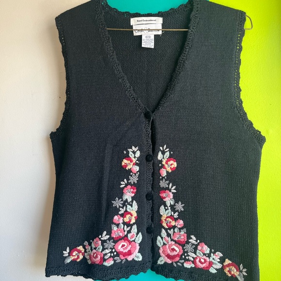 Croft & Barrow Black Hand-Embroidered Vest - Picture 3 of 6